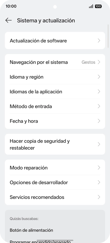 Pulsa Hacer copia de seguridad y restablecer.