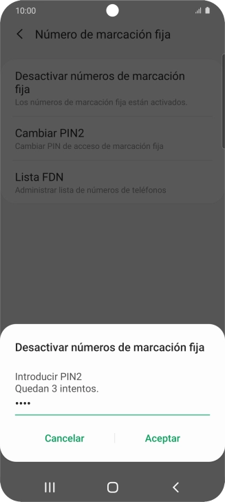 Introduce el código PIN2 y pulsa Aceptar. Introduce el código PIN2 y pulsa Aceptar.