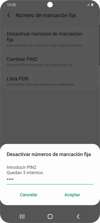 Introduce el código PIN2 y pulsa Aceptar. Introduce el código PIN2 y pulsa Aceptar.