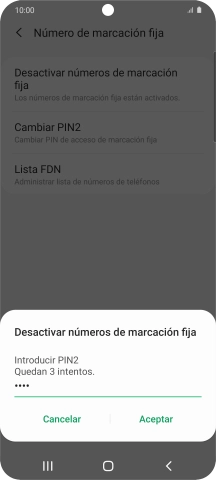 Introduce el código PIN2 y pulsa Aceptar. Introduce el código PIN2 y pulsa Aceptar.