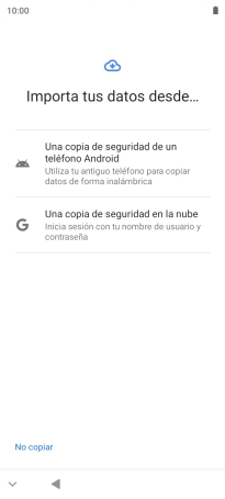 Pulsa el ajuste deseado y sigue las instrucciones de la pantalla para transferir el contenido del otro teléfono. Pulsa el ajuste deseado y sigue las instrucciones de la pantalla para transferir el contenido del otro teléfono.