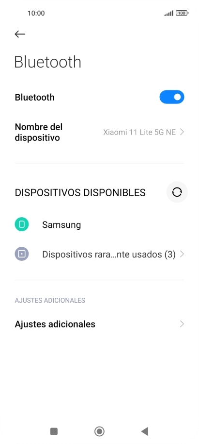 Pulsa el dispositivo Bluetooth deseado y sigue las indicaciones de la pantalla para vincular el dispositivo al teléfono. Pulsa el dispositivo Bluetooth deseado y sigue las indicaciones de la pantalla para vincular el dispositivo al teléfono.