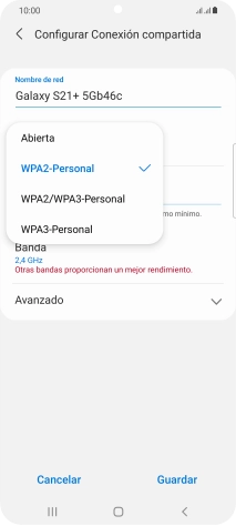 Pulsa WPA2-Personal para proteger la conexión wifi con una contraseña. Pulsa WPA2-Personal para proteger la conexión wifi con una contraseña.