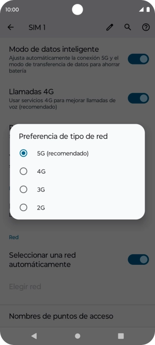 Pulsa el tipo de red deseado. Pulsa el tipo de red deseado.