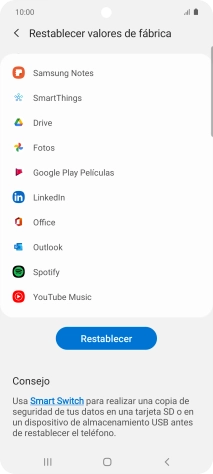 Pulsa Restablecer.