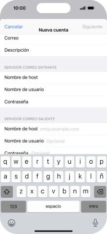 Pulsa Nombre de host e introduce smtp.vodafone.es. Pulsa Nombre de host e introduce smtp.vodafone.es.