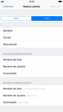 Pulsa Nombre de host e introduce smtp.vodafone.es. Pulsa Nombre de host e introduce smtp.vodafone.es.