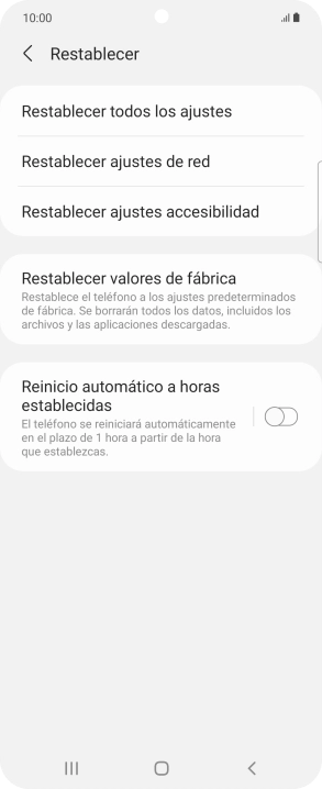 Pulsa Restablecer valores de fábrica. Pulsa Restablecer valores de fábrica.