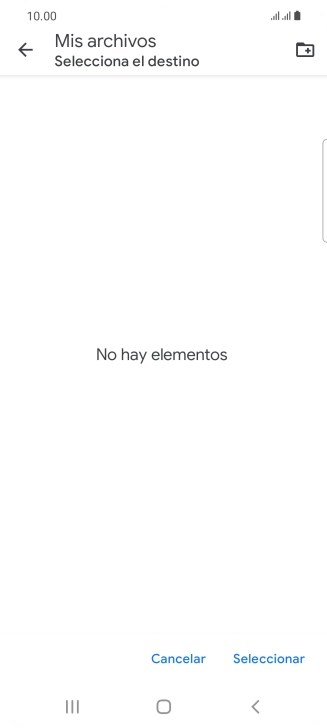 Si deseas crear una nueva carpeta, pulsa el icono de nueva carpeta y sigue las indicaciones de la pantalla para crearla. Si deseas crear una nueva carpeta, pulsa el icono de nueva carpeta y sigue las indicaciones de la pantalla para crearla.