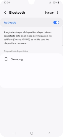 Pulsa el dispositivo Bluetooth deseado y sigue las indicaciones de la pantalla para vincular el dispositivo al teléfono. Pulsa el dispositivo Bluetooth deseado y sigue las indicaciones de la pantalla para vincular el dispositivo al teléfono.
