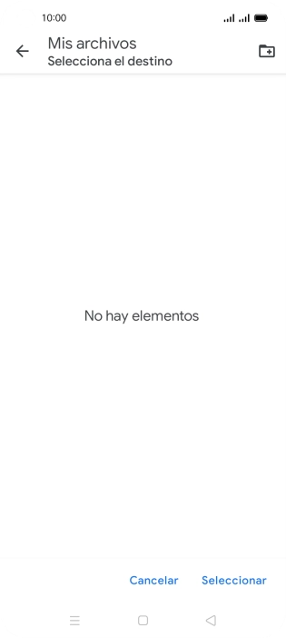 Si deseas crear una nueva carpeta, pulsa el icono de nueva carpeta y sigue las indicaciones de la pantalla para crearla. Si deseas crear una nueva carpeta, pulsa el icono de nueva carpeta y sigue las indicaciones de la pantalla para crearla.