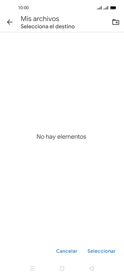 Si deseas crear una nueva carpeta, pulsa el icono de nueva carpeta y sigue las indicaciones de la pantalla para crearla. Si deseas crear una nueva carpeta, pulsa el icono de nueva carpeta y sigue las indicaciones de la pantalla para crearla.