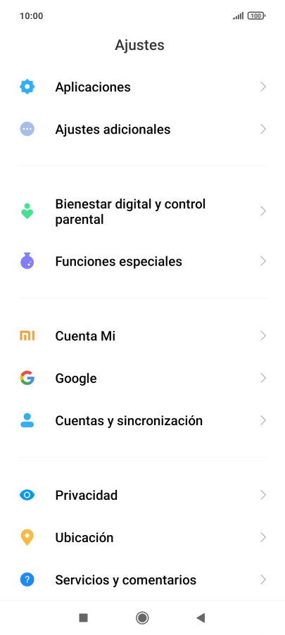 Pulsa Cuentas y sincronización.