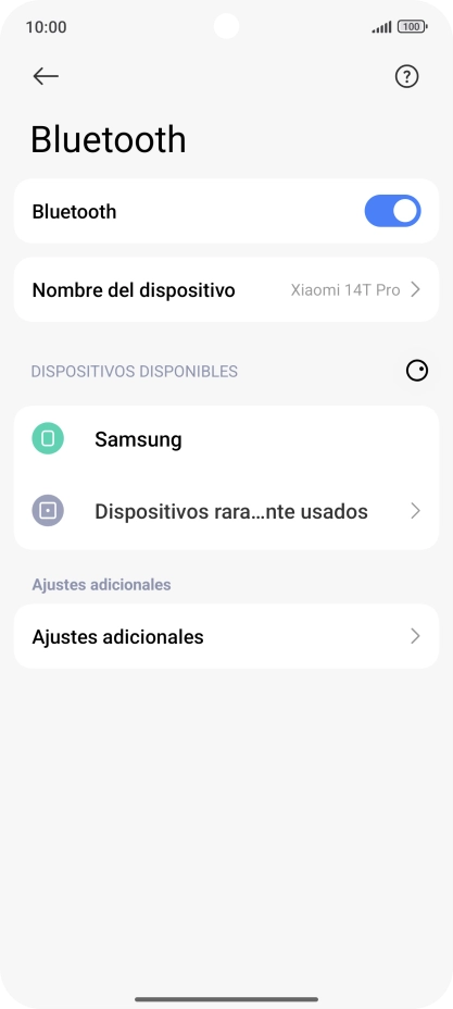 Pulsa el dispositivo Bluetooth deseado y sigue las indicaciones de la pantalla para vincular el dispositivo al teléfono. Pulsa el dispositivo Bluetooth deseado y sigue las indicaciones de la pantalla para vincular el dispositivo al teléfono.
