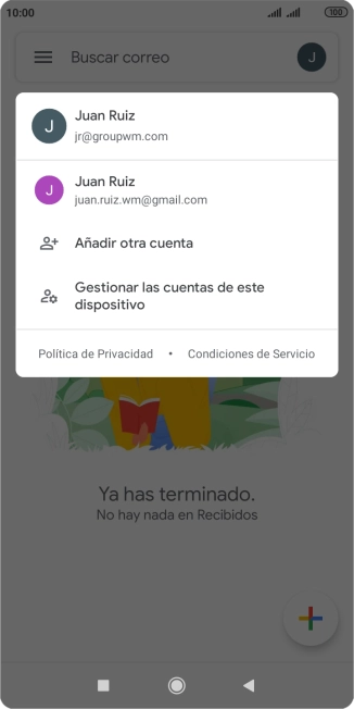 Pulsa la cuenta de correo electrónico deseada.