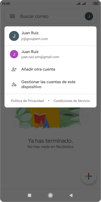 Pulsa la cuenta de correo electrónico deseada.
