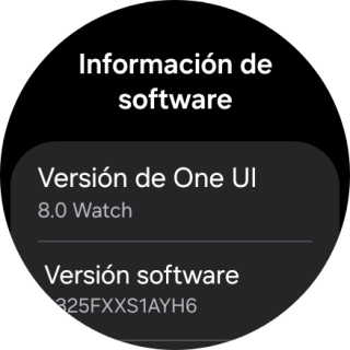 Bajo Versión software aparece la versión de software del smartwatch. Bajo Versión software aparece la versión de software del smartwatch.