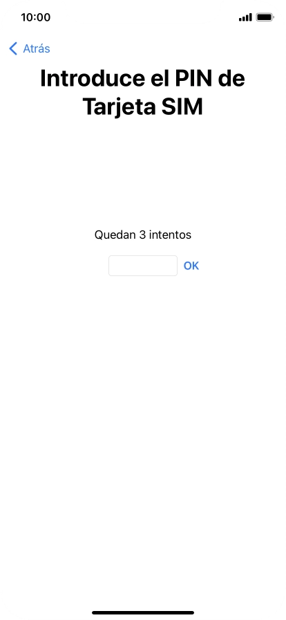 Si es necesario desbloquear la tarjeta SIM, introduce el código PIN y pulsa OK. Si es necesario desbloquear la tarjeta SIM, introduce el código PIN y pulsa OK.