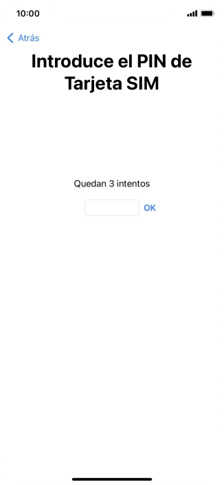 Si es necesario desbloquear la tarjeta SIM, introduce el código PIN y pulsa OK. Si es necesario desbloquear la tarjeta SIM, introduce el código PIN y pulsa OK.