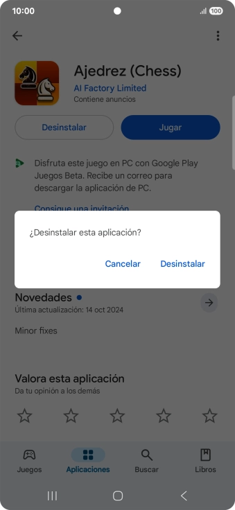Pulsa Desinstalar.