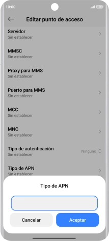 Introduce default y pulsa Aceptar.
