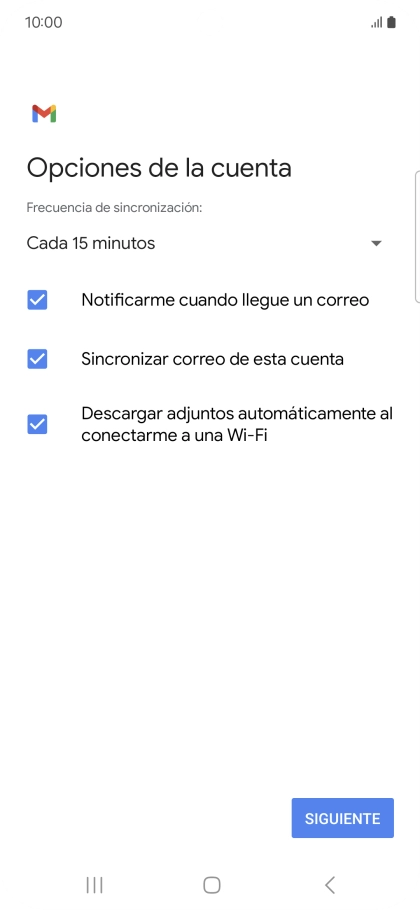 Si aparece en la pantalla esta imagen, tu cuenta de correo electrónico ha sido reconocida y configurada automáticamente. Sigue las indicaciones de la pantalla para introducir más información y terminar la configuración.