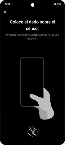 Sigue las indicaciones de la pantalla para crear una huella digital como código de seguridad. Sigue las indicaciones de la pantalla para crear una huella digital como código de seguridad.