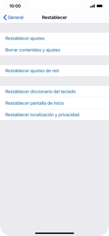 Pulsa Restablecer ajustes. Pulsa Restablecer ajustes.