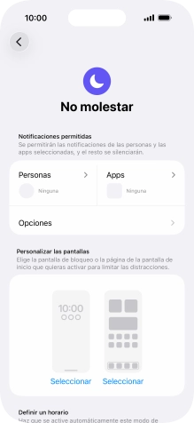 Pulsa Personas y sigue las indicaciones de la pantalla para seleccionar de qué contactos quieres recibir llamadas y notificaciones cuando No molestar está activado. Pulsa Personas y sigue las indicaciones de la pantalla para seleccionar de qué contactos quieres recibir llamadas y notificaciones cuando No molestar está activado.