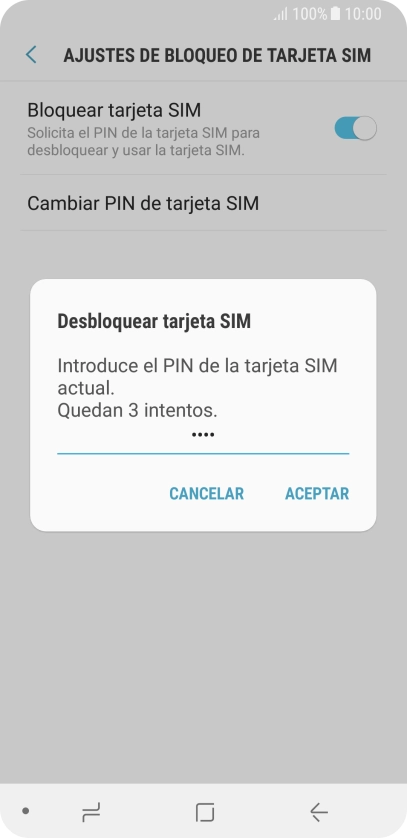 Introduce tu código PIN y pulsa ACEPTAR. Introduce tu código PIN y pulsa ACEPTAR.