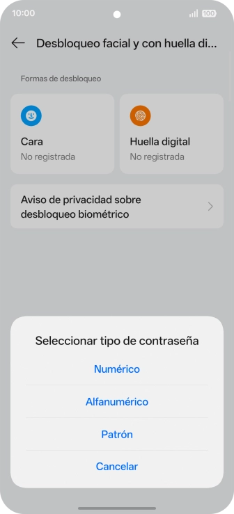Pulsa el código de seguridad deseado. Pulsa el código de seguridad deseado.