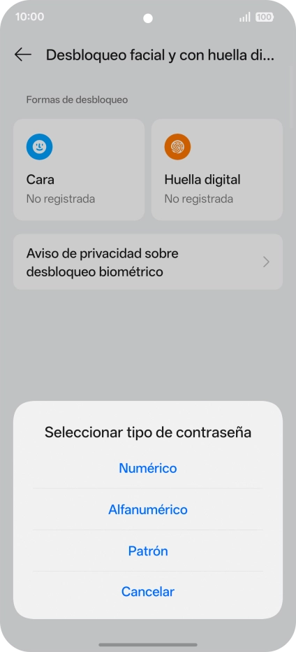 Pulsa el código de seguridad deseado. Pulsa el código de seguridad deseado.