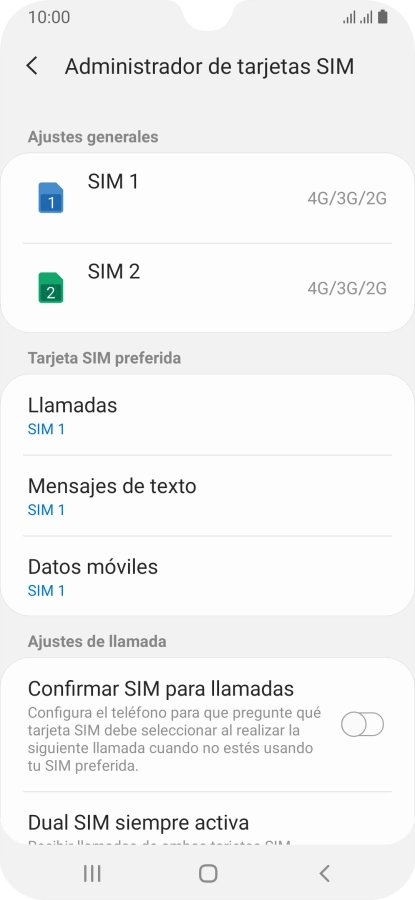 Pulsa la tarjeta SIM deseada. Pulsa la tarjeta SIM deseada.