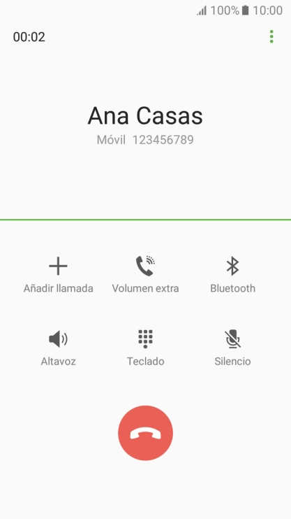 Pulsa el icono de finalizar llamada. Pulsa el icono de finalizar llamada.