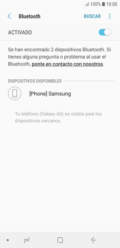 Pulsa el dispositivo Bluetooth deseado y sigue las indicaciones de la pantalla para vincular el dispositivo al teléfono. Pulsa el dispositivo Bluetooth deseado y sigue las indicaciones de la pantalla para vincular el dispositivo al teléfono.