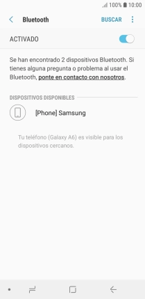 Pulsa el dispositivo Bluetooth deseado y sigue las indicaciones de la pantalla para vincular el dispositivo al teléfono. Pulsa el dispositivo Bluetooth deseado y sigue las indicaciones de la pantalla para vincular el dispositivo al teléfono.