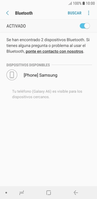 Pulsa el dispositivo Bluetooth deseado y sigue las indicaciones de la pantalla para vincular el dispositivo al teléfono. Pulsa el dispositivo Bluetooth deseado y sigue las indicaciones de la pantalla para vincular el dispositivo al teléfono.