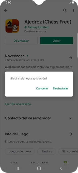 Pulsa Desinstalar.