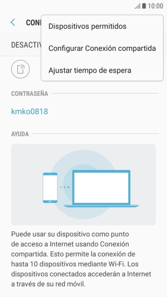 Pulsa Configurar Conexión compartida. Pulsa Configurar Conexión compartida.