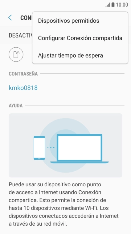 Pulsa Configurar Conexión compartida. Pulsa Configurar Conexión compartida.