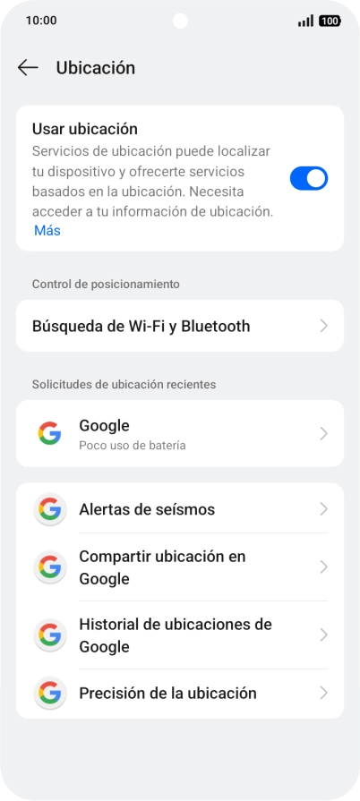 Pulsa Precisión de la ubicación. Pulsa Precisión de la ubicación.