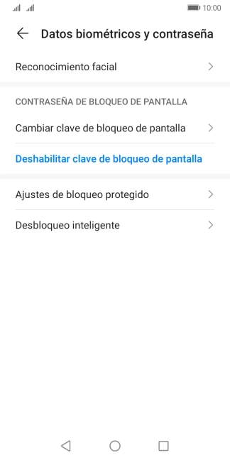 Pulsa Deshabilitar clave de bloqueo de pantalla.