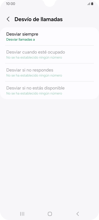 Pulsa el tipo de desvío deseado. Pulsa el tipo de desvío deseado.