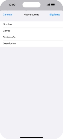 Pulsa Descripción e introduce el nombre de la cuenta de correo electrónico. Pulsa Descripción e introduce el nombre de la cuenta de correo electrónico.
