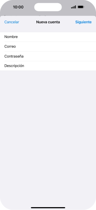 Pulsa Descripción e introduce el nombre de la cuenta de correo electrónico. Pulsa Descripción e introduce el nombre de la cuenta de correo electrónico.