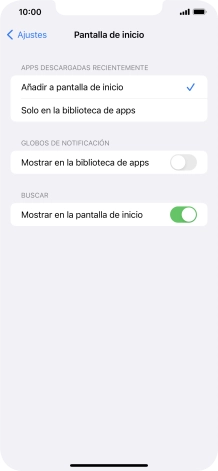 Para añadir nuevas apps descargadas a la pantalla de inicio y a la biblioteca de apps, pulsa Añadir a pantalla de inicio.