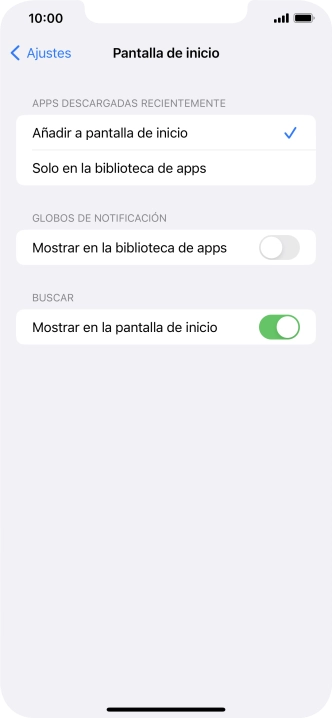 Para añadir nuevas apps descargadas a la pantalla de inicio y a la biblioteca de apps, pulsa Añadir a pantalla de inicio.