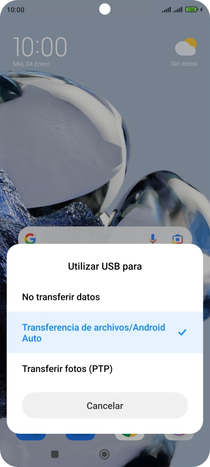 Pulsa Transferencia de archivos/Android Auto. Pulsa Transferencia de archivos/Android Auto.