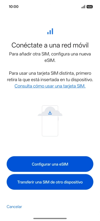 Pulsa Configurar una eSIM. Pulsa Configurar una eSIM.