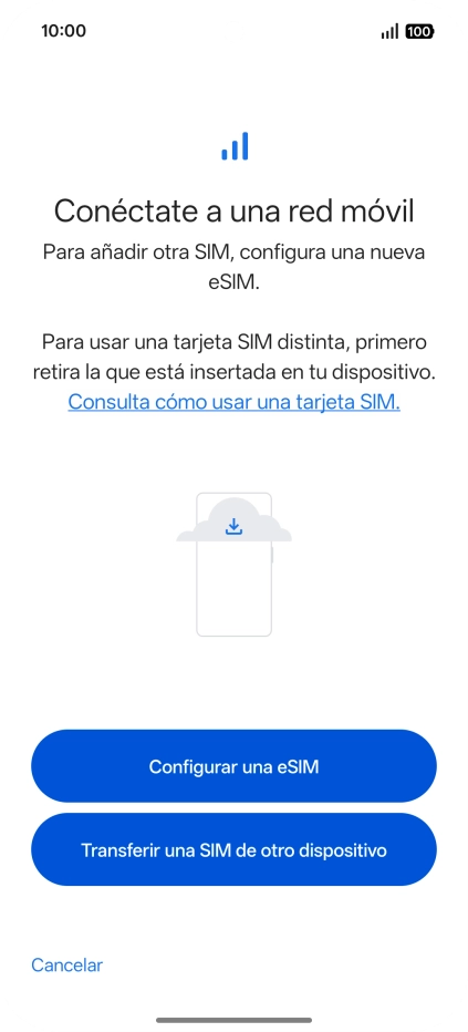 Pulsa Configurar una eSIM. Pulsa Configurar una eSIM.